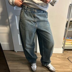 Bershka Blue Relaxed Denim Pants